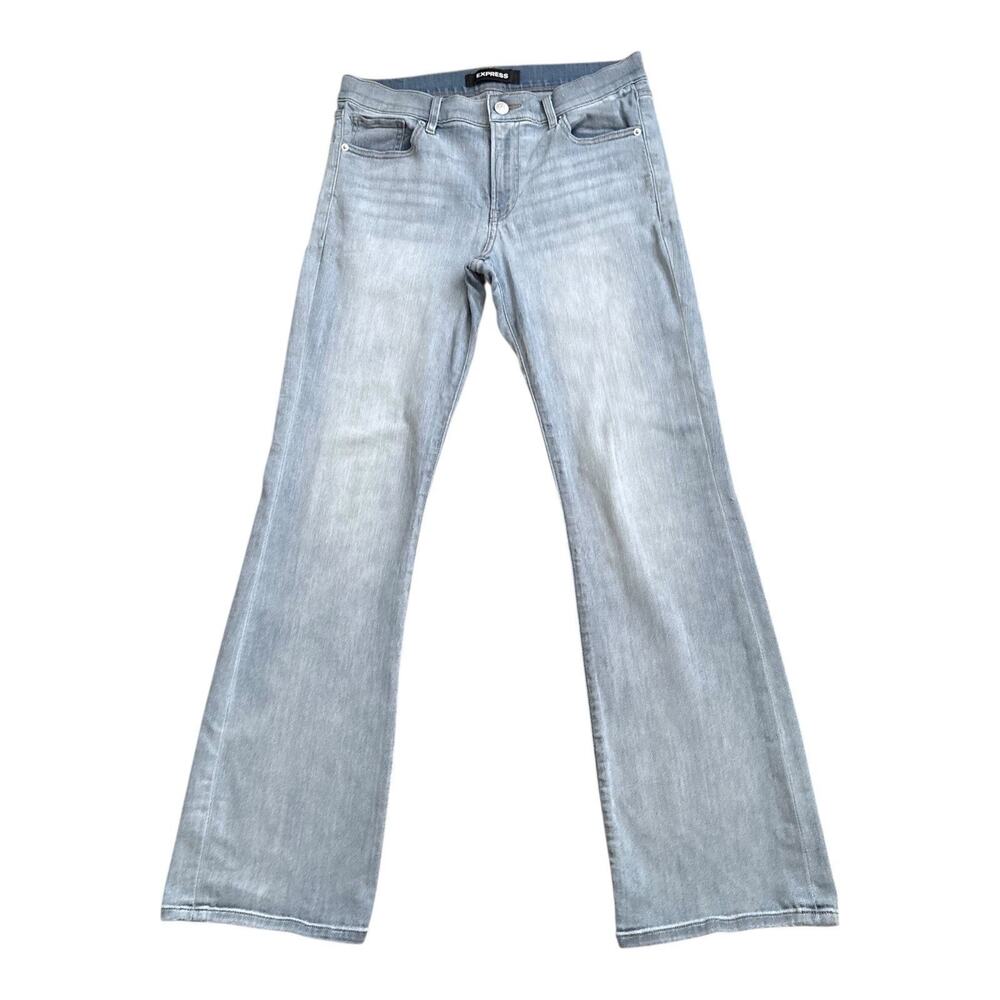 Express Boot Cut Mid Rise Jeans Womens 12 Light Wash Blue Stretch 33" Inseam